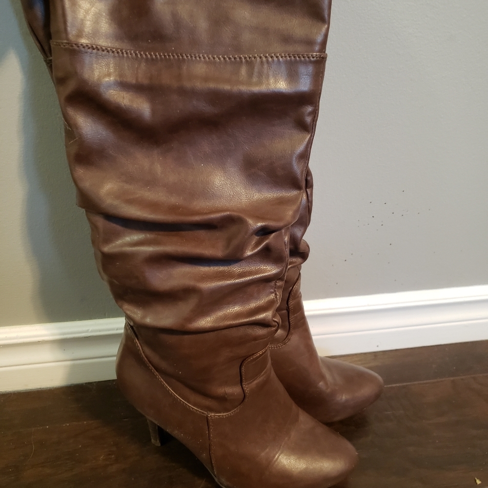 Brown heeled boots